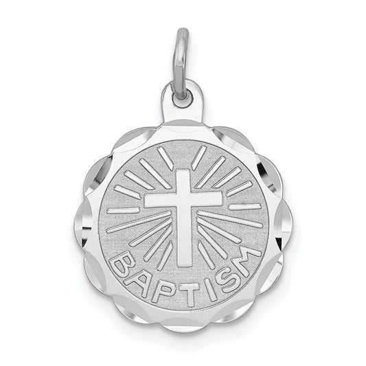 925 Sterling Silver Baptism Disc Engravable Charm Pendant Jewelry Gifts (Length 0.78" Width 0.59")