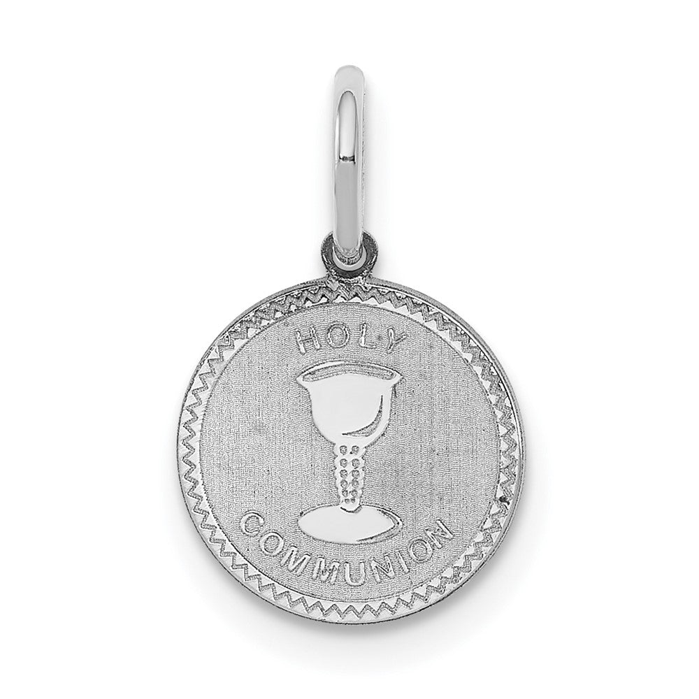 925 Sterling Silver Holy Communion Disc Engravable Charm Pendant Jewelry Gifts (Length 0.78" Width 0.59")