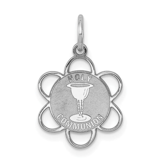 925 Sterling Silver Holy Communion Disc Engravable Charm Pendant Jewelry Gifts (Length 0.78" Width 0.59")