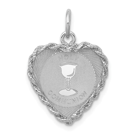 925 Sterling Silver Holy Communion Disc Engravable Charm Pendant Jewelry Gifts (Length 0.86" Width 0.62")