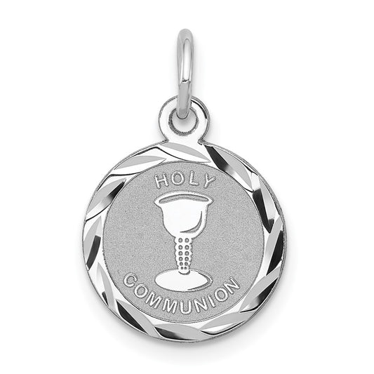 925 Sterling Silver Holy Communion Disc Engravable Charm Pendant Jewelry Gifts (Length 0.66" Width 0.39")