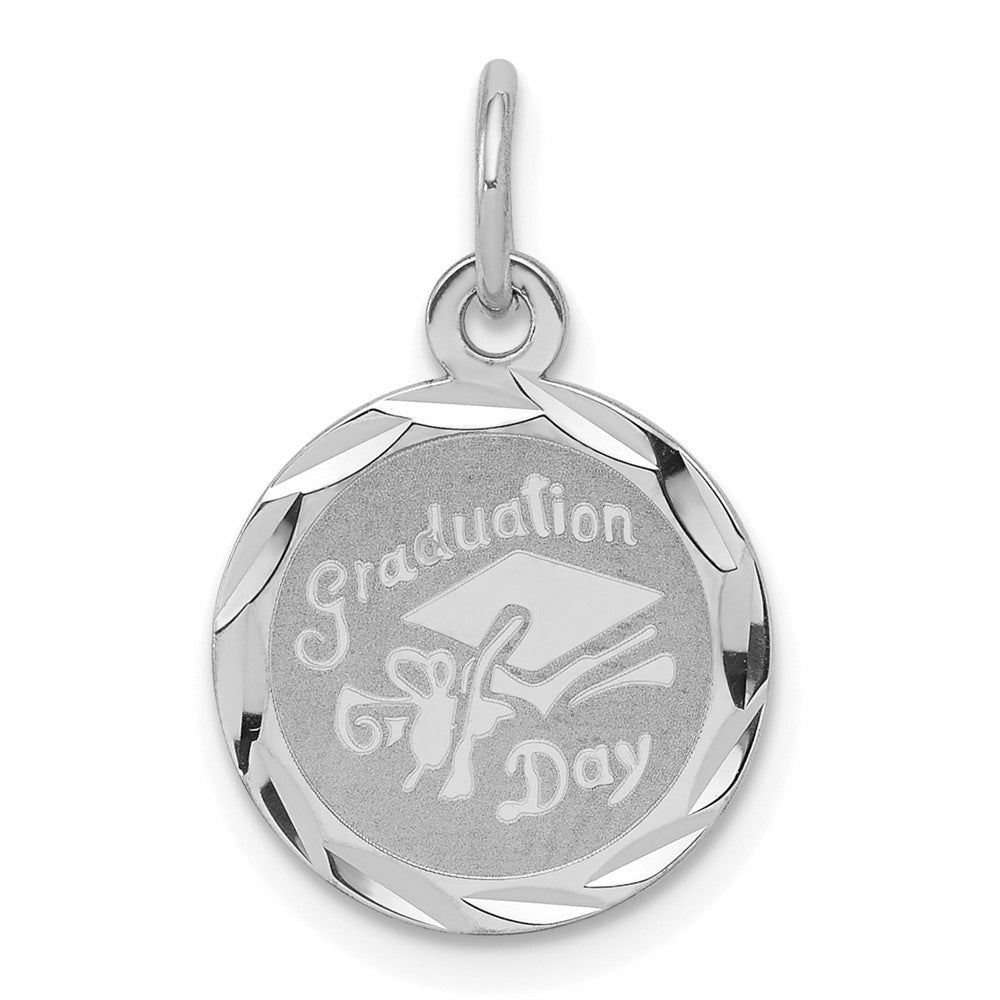 925 Sterling Silver Graduation Day Disc Engravable Charm Pendant Jewelry Gifts (Length 0.82" Width 0.51")