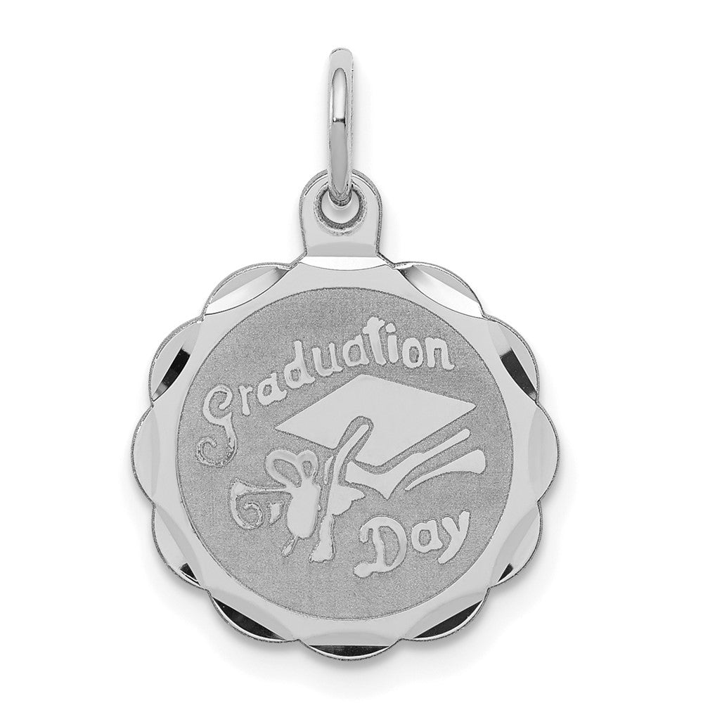 925 Sterling Silver Graduation Day Disc Engravable Charm Pendant Jewelry Gifts (Length 0.9" Width 0.66")