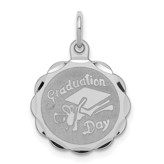925 Sterling Silver Graduation Day Disc Engravable Charm Pendant Jewelry Gifts (Length 0.9" Width 0.66")