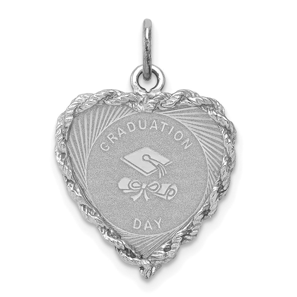 925 Sterling Silver Graduation Cap Diploma Disc Engravable Charm Pendant Jewelry Gifts (Length 0.94" Width 0.66")