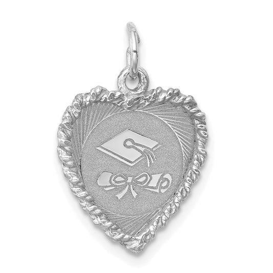 925 Sterling Silver Graduation Cap Diploma Polished Disc Cha Engravable Charm Pendant Jewelry Gifts (Length 0.9" Width 0.59")