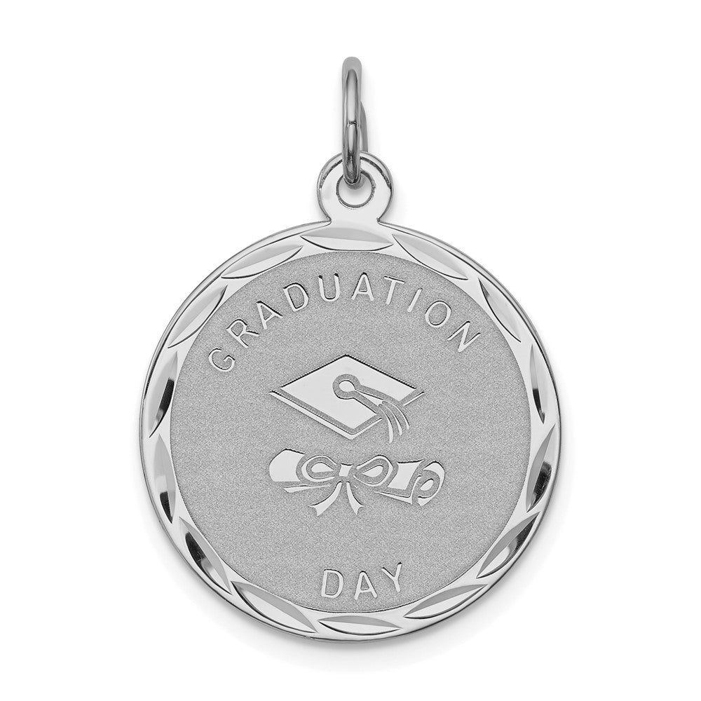 925 Sterling Silver Graduation Day Disc Engravable Charm Pendant Jewelry Gifts (Length 1.05" Width 0.78")