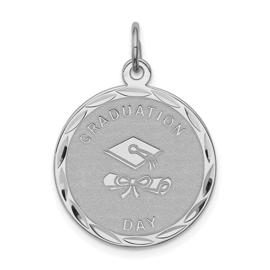 925 Sterling Silver Graduation Day Disc Engravable Charm Pendant Jewelry Gifts (Length 1.05" Width 0.78")
