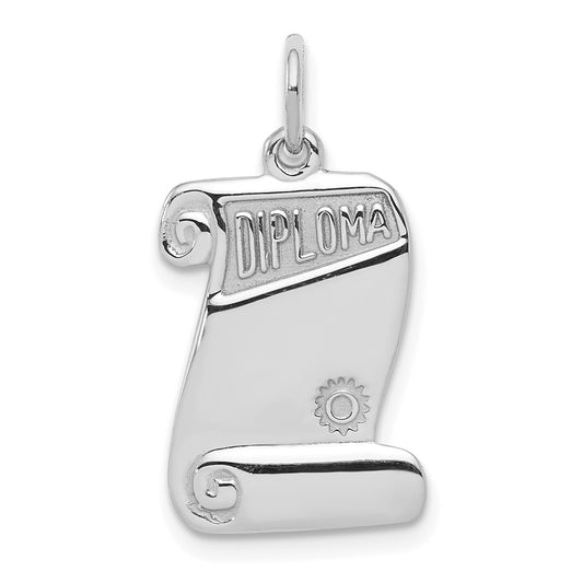 925 Sterling Silver Diploma Engravable Charm Pendant Jewelry Gifts (Length 0.94" Width 0.51")