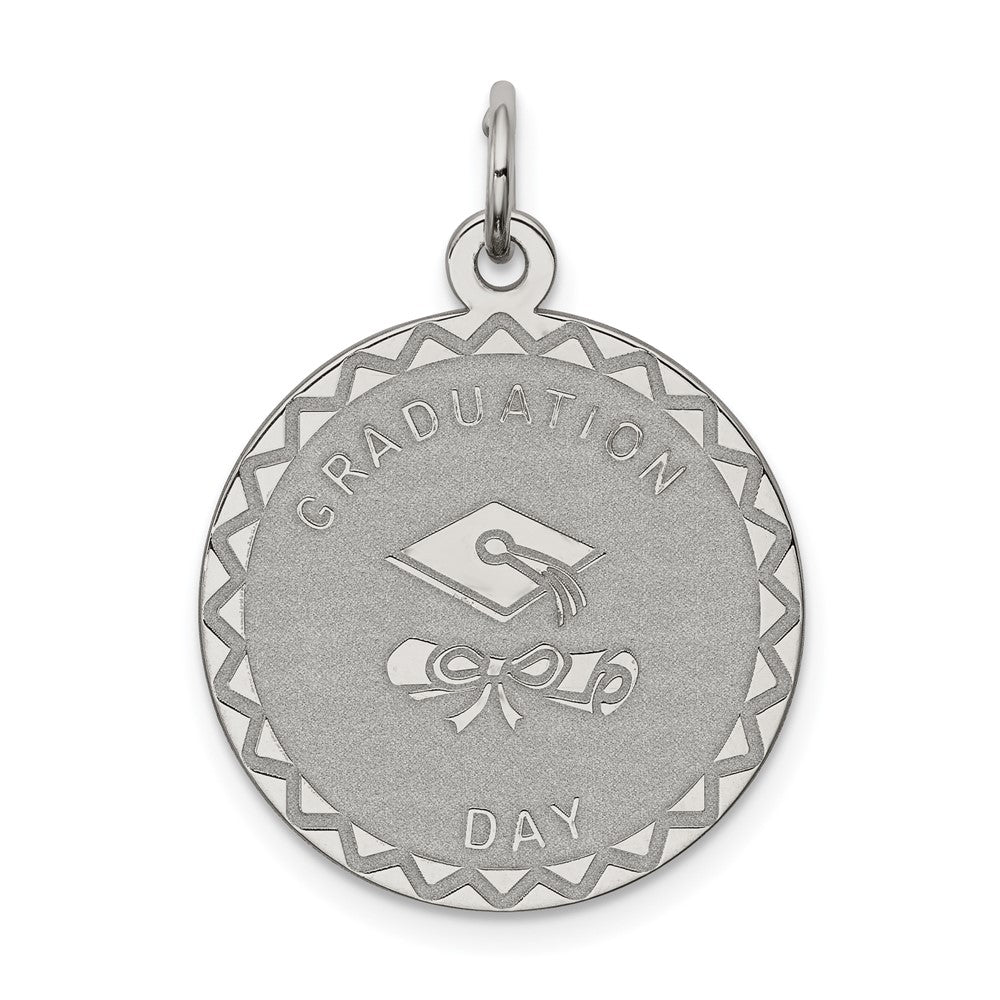925 Sterling Silver Graduation Day Disc Engravable Charm Pendant Jewelry Gifts (Length 1.05" Width 0.78")