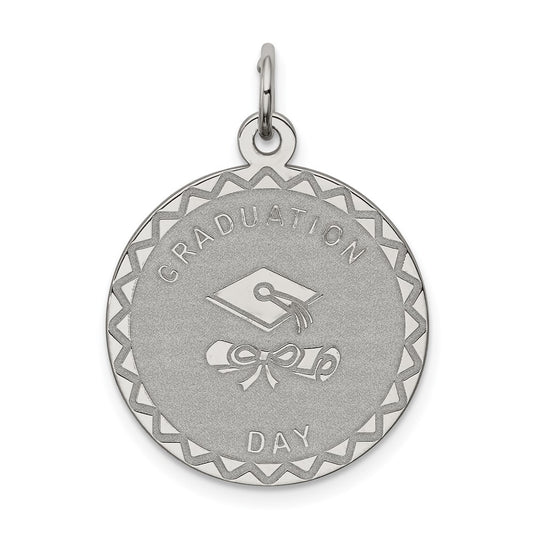 925 Sterling Silver Graduation Day Disc Engravable Charm Pendant Jewelry Gifts (Length 1.05" Width 0.78")