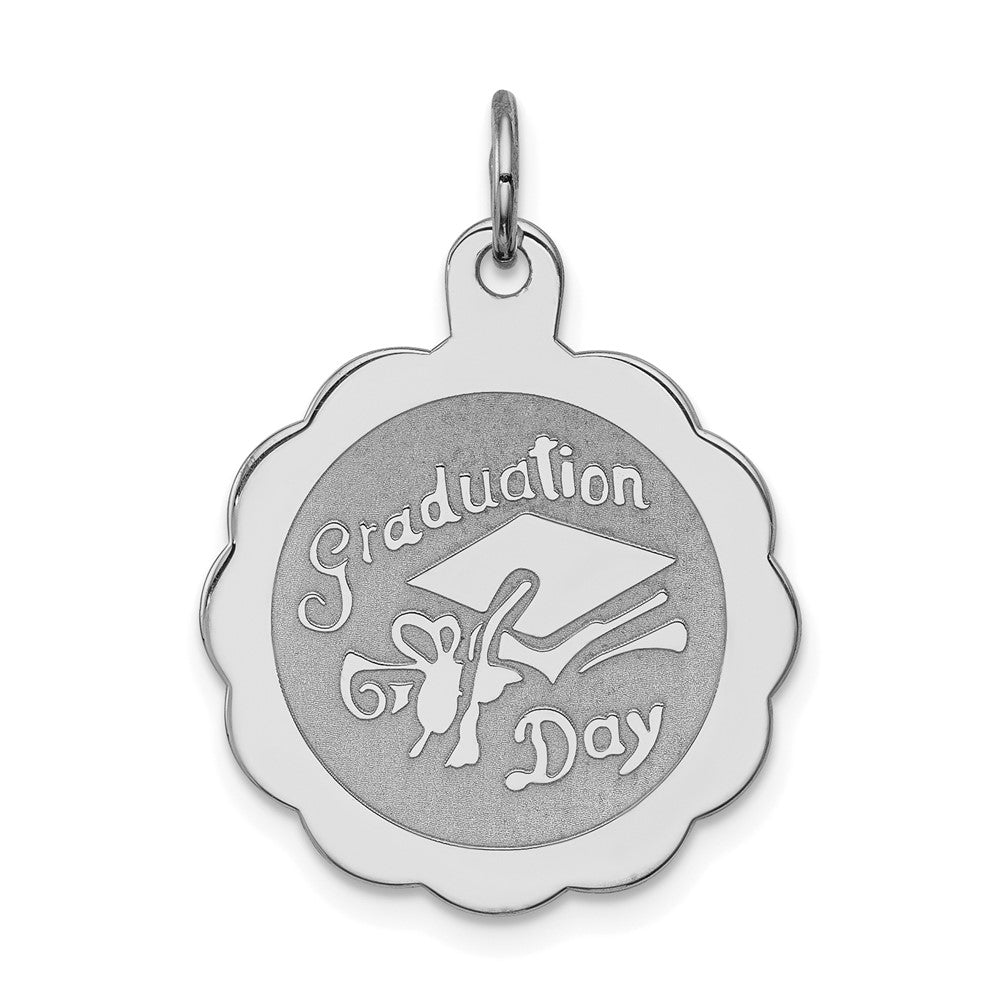 925 Sterling Silver Graduation Day Disc Engravable Charm Pendant Jewelry Gifts (Length 1.05" Width 0.78")