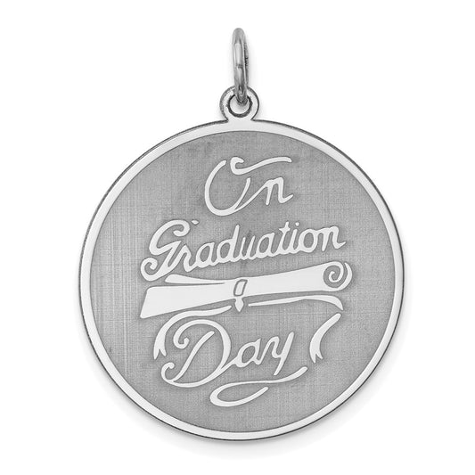 925 Sterling Silver On Graduation Day Disc Engravable Charm Pendant Jewelry Gifts (Length 1.25" Width 0.98")