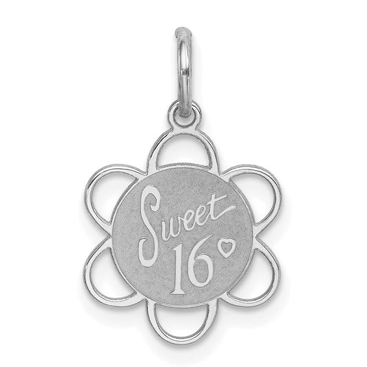 925 Sterling Silver Sweet Sixteen Disc Engravable Charm Pendant Jewelry Gifts (Length 0.82" Width 0.7")