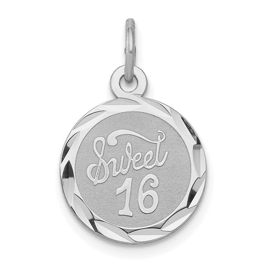 925 Sterling Silver Sweet Sixteen Disc Engravable Charm Pendant Jewelry Gifts (Length 0.78" Width 0.51")