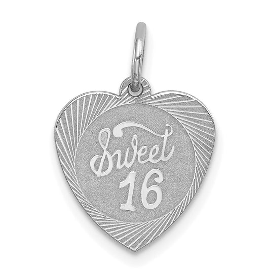 925 Sterling Silver Sweet Sixteen Heart Disc Engravable Charm Pendant Jewelry Gifts (Length 0.74" Width 0.55")