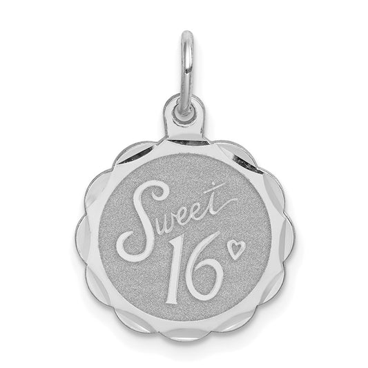 925 Sterling Silver Sweet Sixteen Disc Engravable Charm Pendant Jewelry Gifts (Length 0.86" Width 0.62")