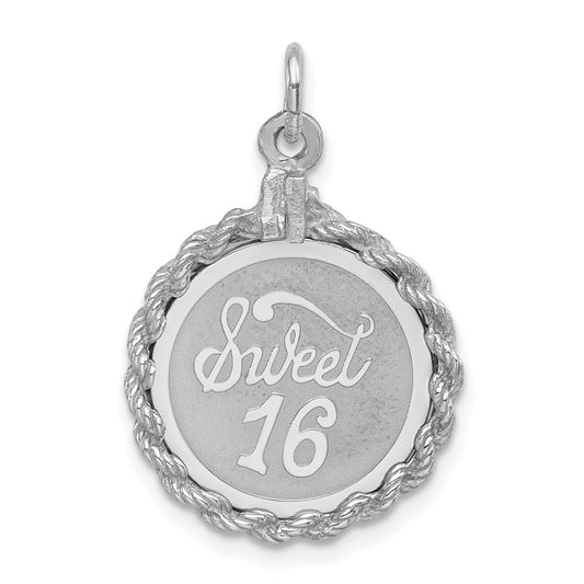925 Sterling Silver Sweet Sixteen Disc Engravable Charm Pendant Jewelry Gifts (Length 1.05" Width 0.66")