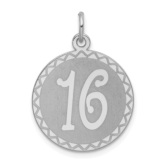 925 Sterling Silver Sweet Sixteen Disc Engravable Charm Pendant Jewelry Gifts (Length 1.05" Width 0.74")