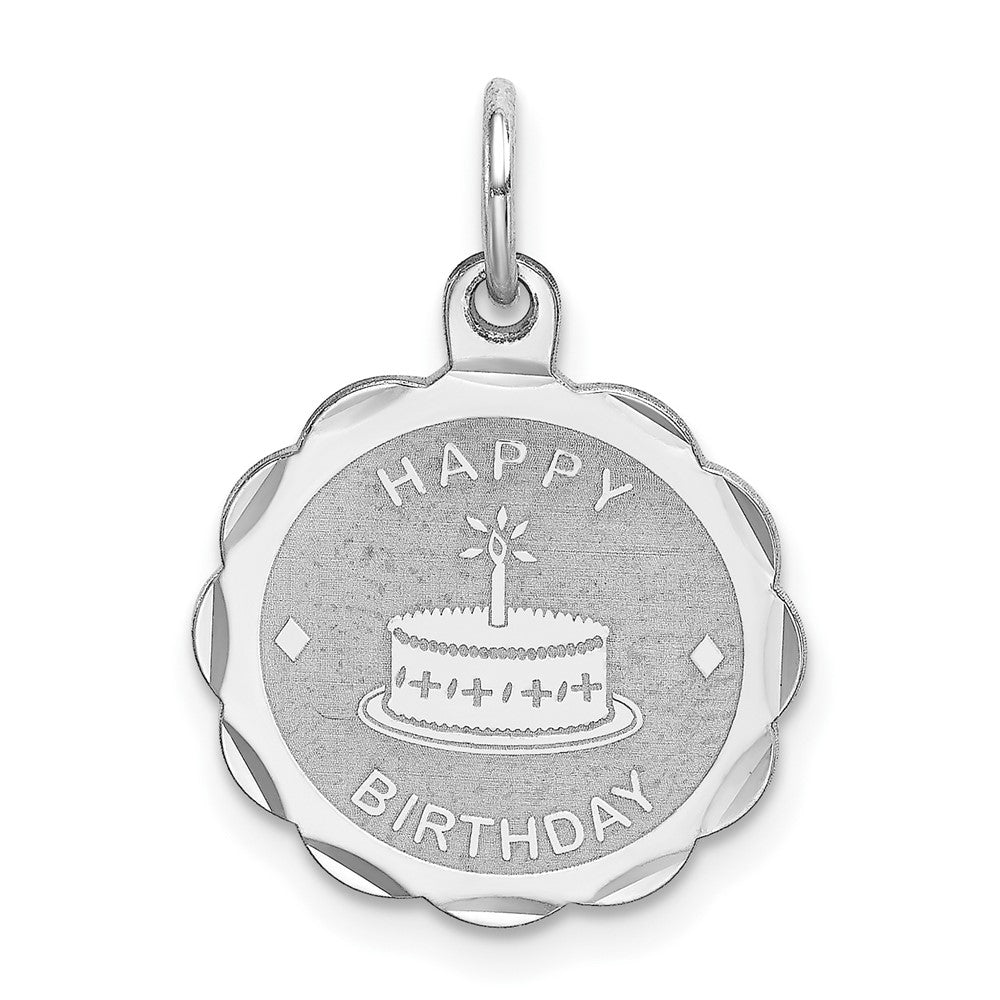 925 Sterling Silver Happy Birthday Disc Engravable Charm Pendant Jewelry Gifts (Length 0.86" Width 0.59")