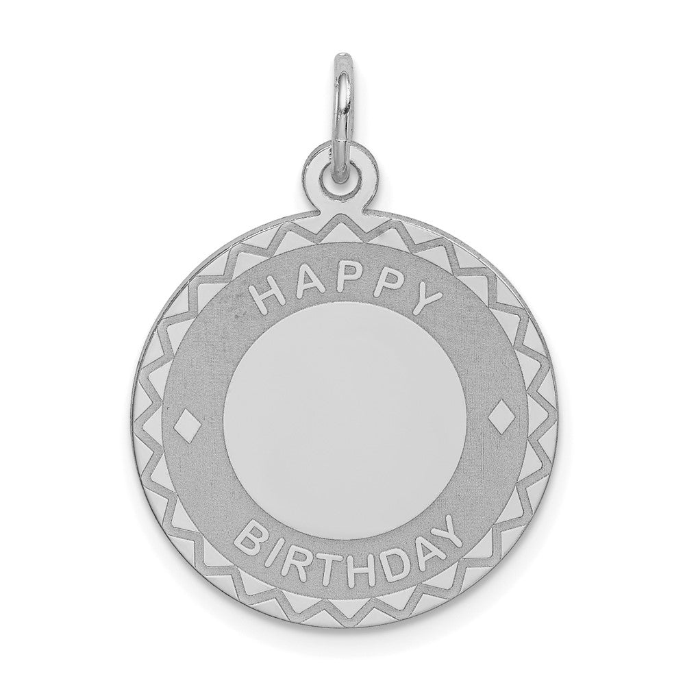 925 Sterling Silver Happy Birthday Disc Engravable Charm Pendant Jewelry Gifts (Length 0.98" Width 0.78")