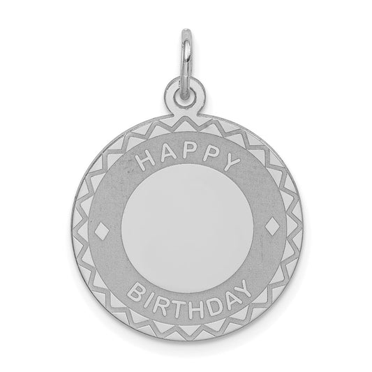 925 Sterling Silver Happy Birthday Disc Engravable Charm Pendant Jewelry Gifts (Length 0.98" Width 0.78")