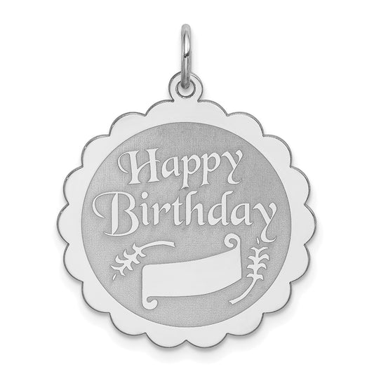 925 Sterling Silver Happy Birthday Disc Engravable Charm Pendant Jewelry Gifts (Length 1.17" Width 0.94")