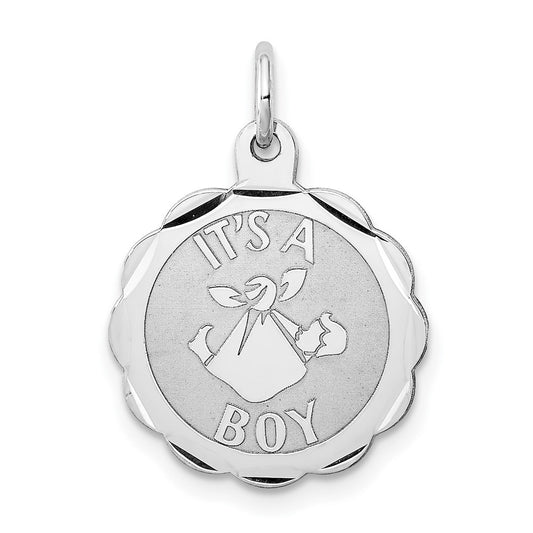 925 Sterling Silver Its a Boy Engravable Charm Pendant Jewelry Gifts (Length 0.9" Width 0.62")