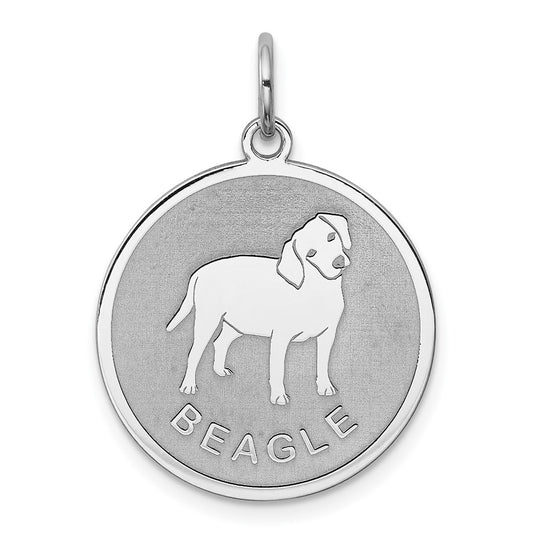 925 Sterling Silver Beagle Disc Engravable Charm Pendant Jewelry Gifts (Length 1.01" Width 0.74")