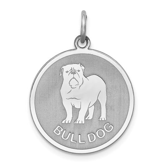 925 Sterling Silver Bull Dog Disc Engravable Charm Pendant Jewelry Gifts (Length 1.01" Width 0.74")