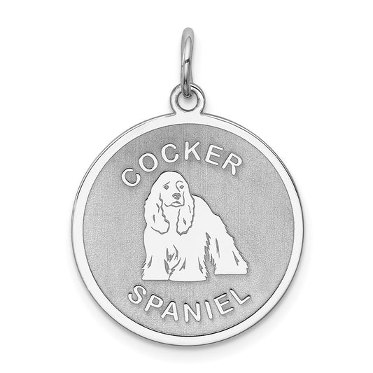 925 Sterling Silver Cocker Spaniel Disc Engravable Charm Pendant Jewelry Gifts (Length 1.01" Width 0.74")