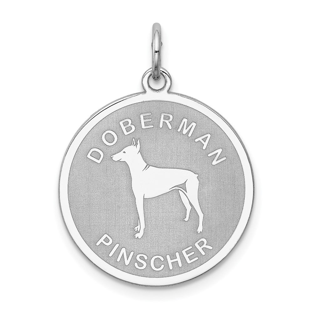 925 Sterling Silver Doberman Pinscher Disc Engravable Charm Pendant Jewelry Gifts (Length 1.01" Width 0.74")