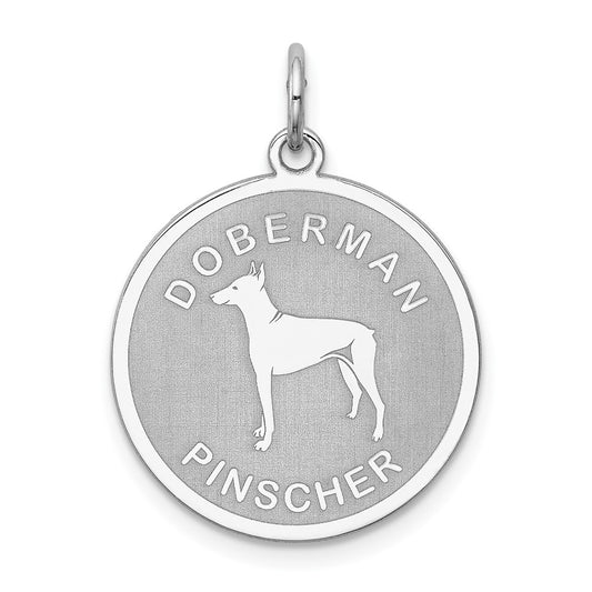 925 Sterling Silver Doberman Pinscher Disc Engravable Charm Pendant Jewelry Gifts (Length 1.01" Width 0.74")