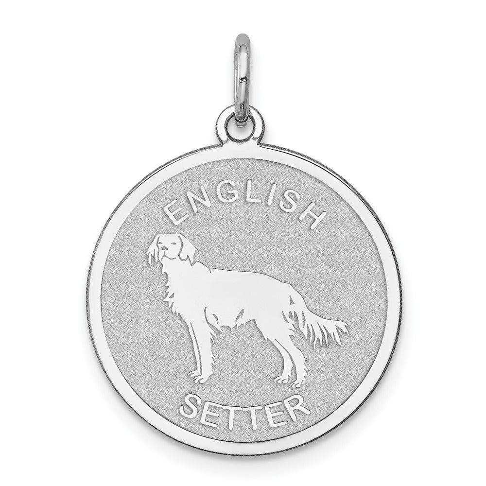 925 Sterling Silver English Setter Disc Engravable Charm Pendant Jewelry Gifts (Length 1.01" Width 0.74")