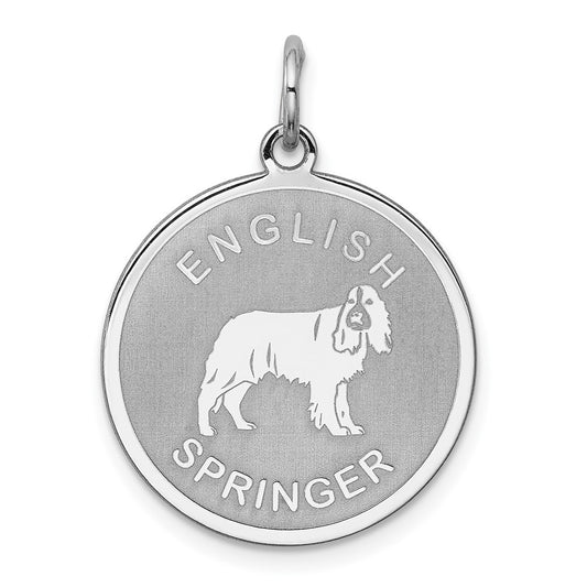 925 Sterling Silver English Springer Disc Engravable Charm Pendant Jewelry Gifts (Length 1.01" Width 0.74")