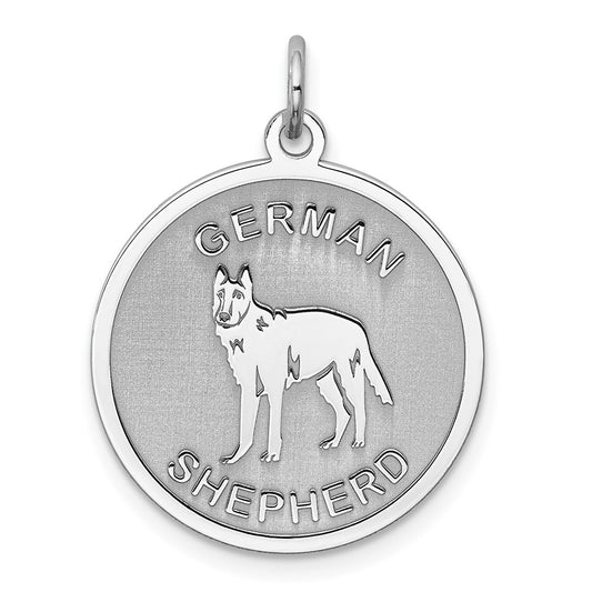 925 Sterling Silver German Shepherd Disc Engravable Charm Pendant Jewelry Gifts (Length 1.01" Width 0.74")