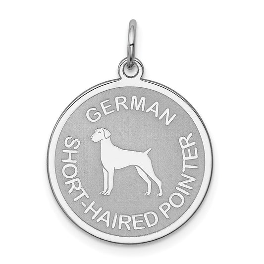 925 Sterling Silver German Shorthaired Pointer Disc Engravable Charm Pendant Jewelry Gifts (Length 1.01" Width 0.74")