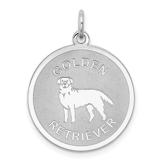 925 Sterling Silver Golden Retriever Disc Engravable Charm Pendant Jewelry Gifts (Length 1.01" Width 0.74")