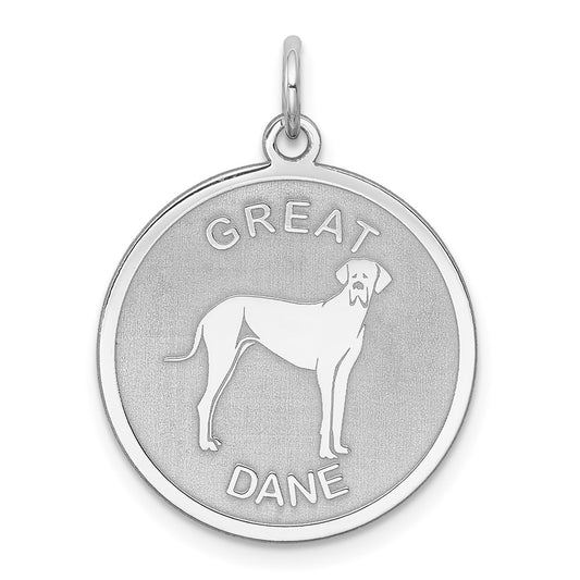 925 Sterling Silver Great Dane Disc Engravable Charm Pendant Jewelry Gifts (Length 1.01" Width 0.74")