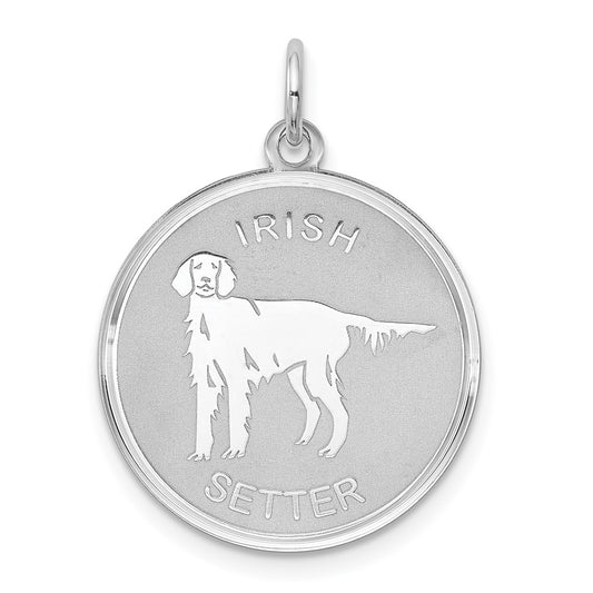 925 Sterling Silver Irish Setter Disc Engravable Charm Pendant Jewelry Gifts (Length 1.01" Width 0.74")