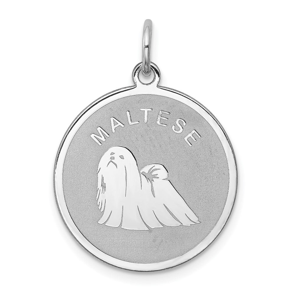 925 Sterling Silver Maltese Disc Engravable Charm Pendant Jewelry Gifts (Length 1.01" Width 0.74")