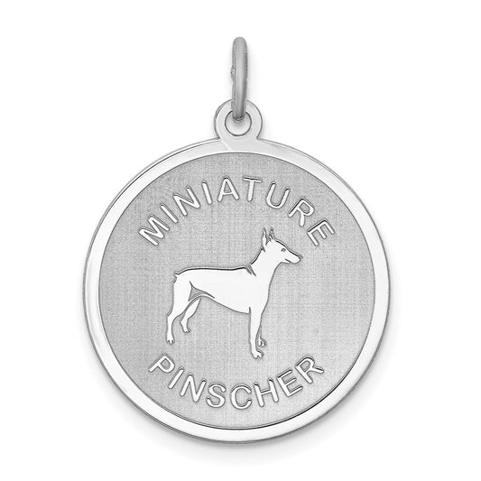 925 Sterling Silver Miniature Pinscher Disc Engravable Charm Pendant Jewelry Gifts (Length 1.01" Width 0.74")