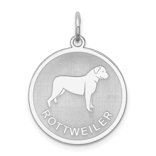 925 Sterling Silver Rottweiler Disc Engravable Charm Pendant Jewelry Gifts (Length 1.01" Width 0.74")