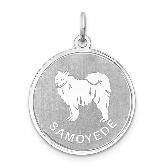 925 Sterling Silver Samoyed Disc Engravable Charm Pendant Jewelry Gifts (Length 1.01" Width 0.74")