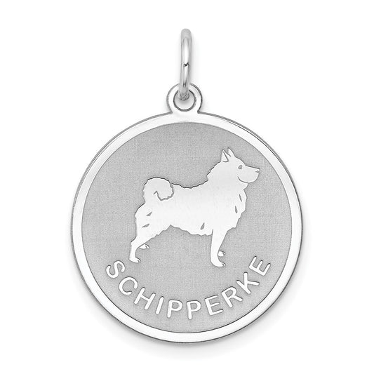 925 Sterling Silver Schipperke Disc Engravable Charm Pendant Jewelry Gifts (Length 1.01" Width 0.74")