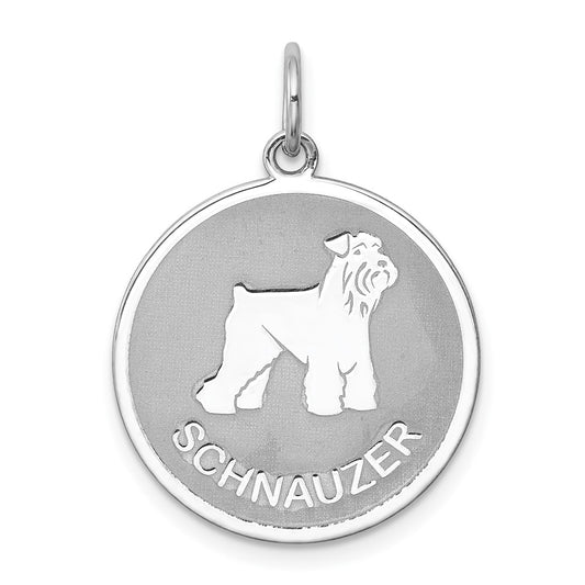 925 Sterling Silver Schnauzer Disc Engravable Charm Pendant Jewelry Gifts (Length 1.01" Width 0.74")