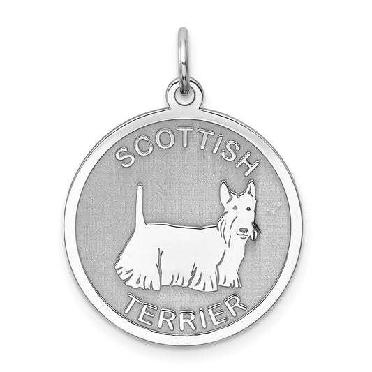 925 Sterling Silver Scottish Terrier Disc Engravable Charm Pendant Jewelry Gifts (Length 1.01" Width 0.74")