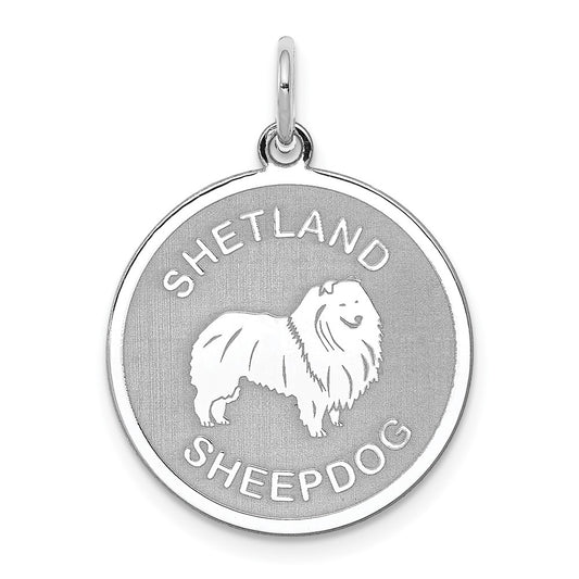 925 Sterling Silver Shetland Sheepdog Disc Engravable Charm Pendant Jewelry Gifts (Length 1.01" Width 0.74")