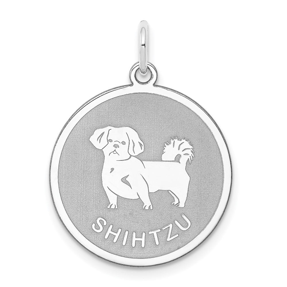 925 Sterling Silver Shih Tzu Disc Engravable Charm Pendant Jewelry Gifts (Length 1.01" Width 0.74")