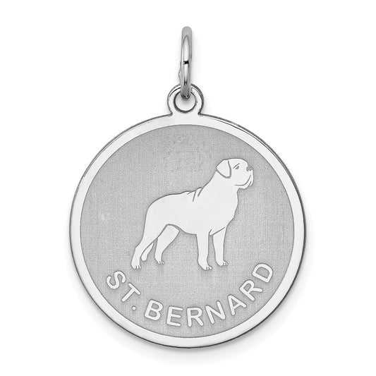925 Sterling Silver St. Bernard Disc Engravable Charm Pendant Jewelry Gifts (Length 1.01" Width 0.74")
